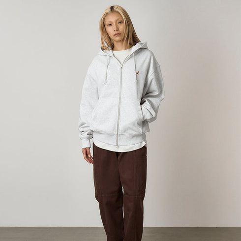 Gramicci One Point Zip Hooded Sweat A Capuche Zip - Heather Ash - Streetart.fr